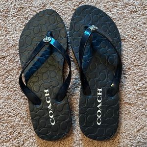 Coach Sandals Womens 6 B Abbigail Debossed Flip Flop Rubber Slip On